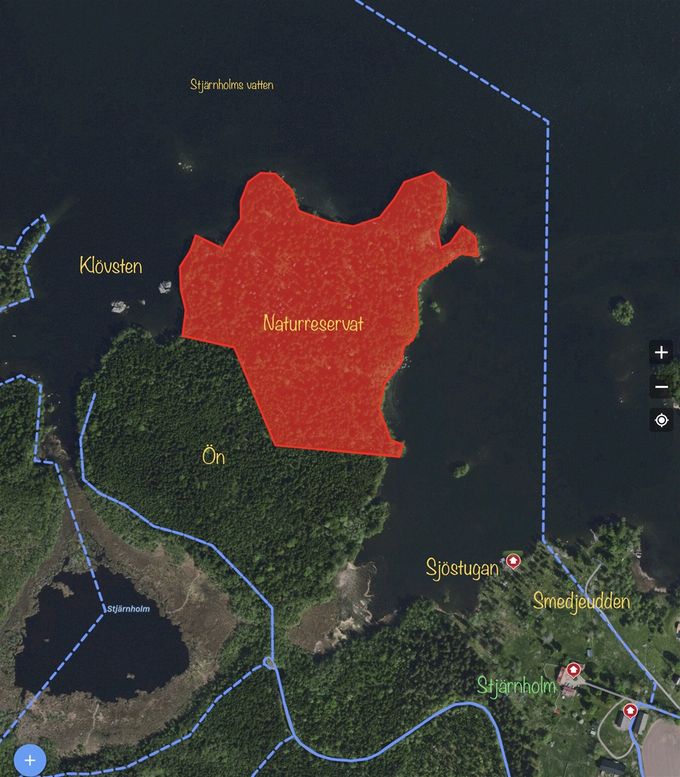Karta över området kring sjön